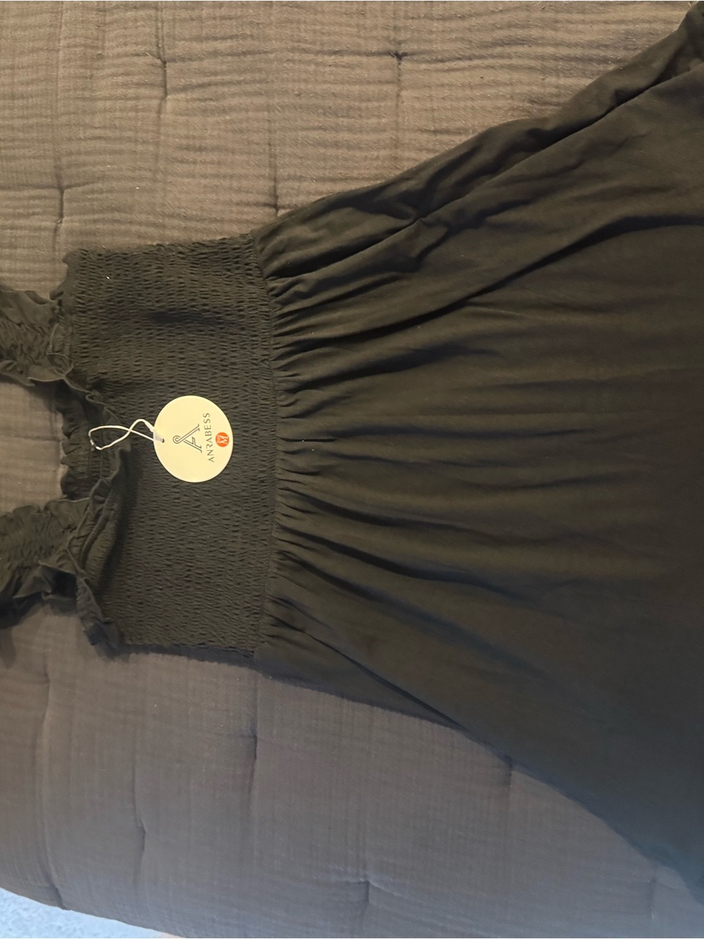 Smocked Black Sundress with Ruffle Straps
